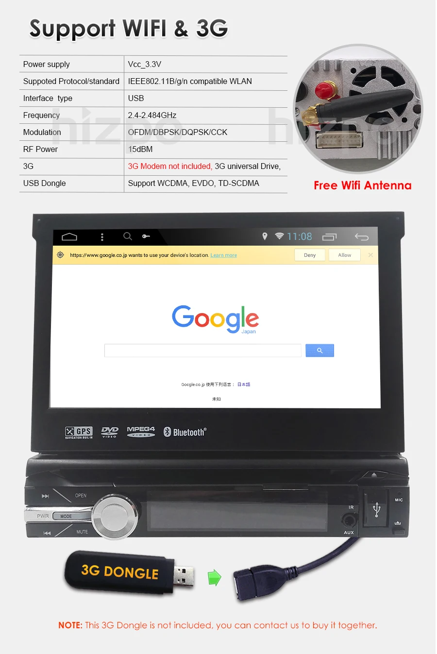 Universal 1 din Android 8.1 Quad Core Car DVD player GPS Wifi BT Radio BT 2GB RAM 16GB ROM16GB 4G SIM Network Steering wheel RDS