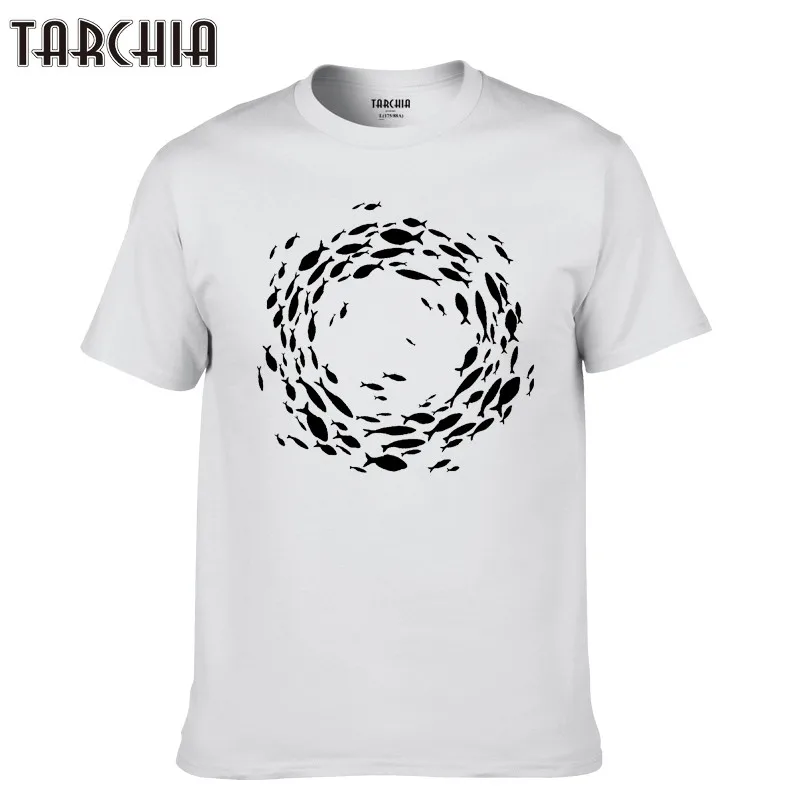 

TARCHIA 2019 school fish group silhouette homme boy Men T-Shirts Male new TShirt Cotton Casual Tops Tee Short Sleeve Summer