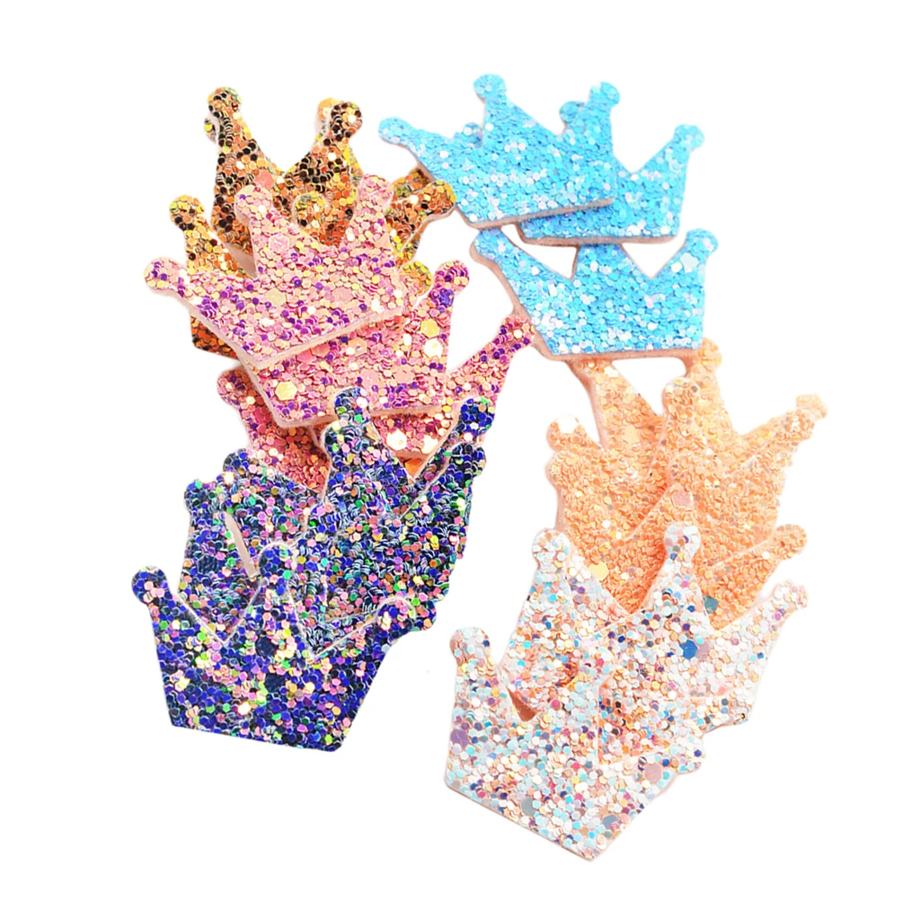 20x Mixed Felt Crown W Sequin Appliques Embellishment Craft For Card Making