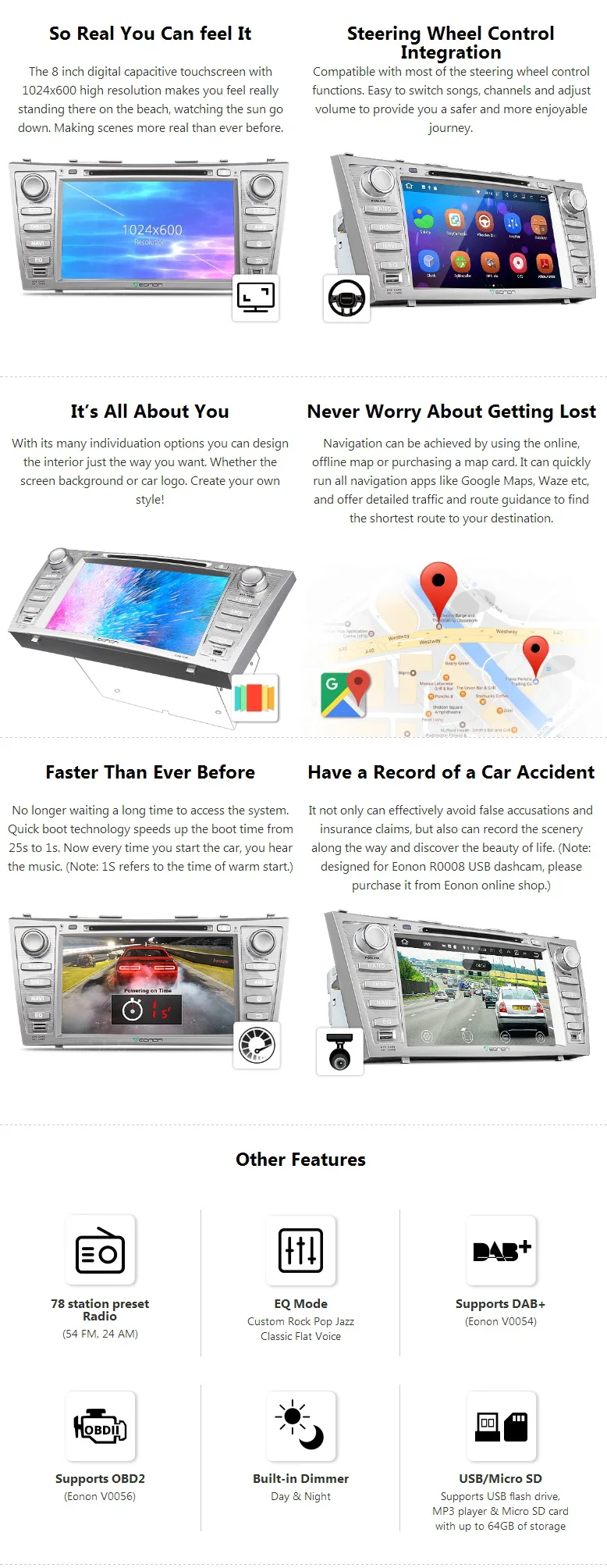 Excellent 8" Android 7.1 OS Car DVD for Toyota Camry 2007-2011 & Toyota Aurion 2006-2011 with 2GB RAM & Split Screen Multi-tasking Support 3 Excellent 8" Android 7.1 OS Car DVD for Toyota Camry 2007-2011 & Toyota Aurion 2006-2011 with 2GB RAM & Split Screen Multi-tasking Support 3