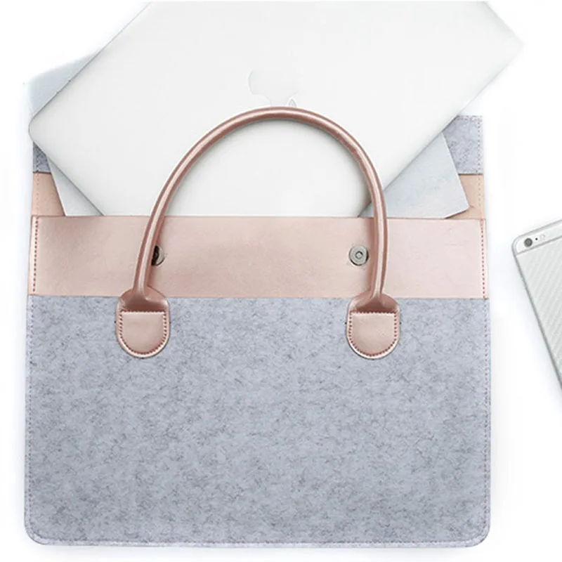 Wool Felt Laptop Handbag Notebook Sleeve Case Briefcase For Macbook 11 13 15 inch For Samsung HP ASUS Universal Laptop Bag Pouch (2)