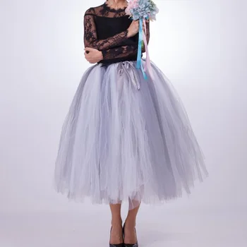 

Puffy Tulle Skirts Women Vintage High Waist Tutu Skirt for Wedding Bridal Formal Party Ball Gown Photoshoot Female Midi Skirts