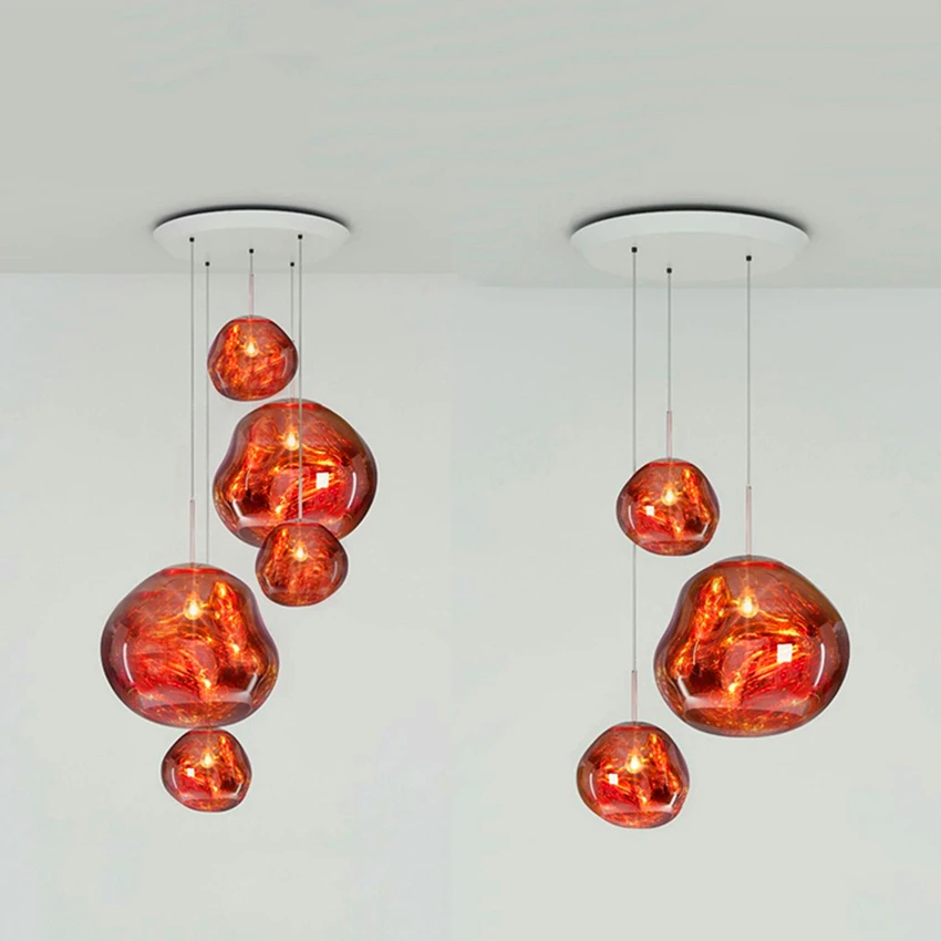 

Modern LOFT LED Pendant Lamp Tom DIXON Melt Pendant Lights Lava Irregular Silve/Gol/Red Mirror Hanging Lamp Living Room Lighting