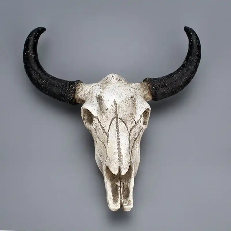 Resin Longhorn Cow Skull Head Wall Hanging Decoration 3d Animal