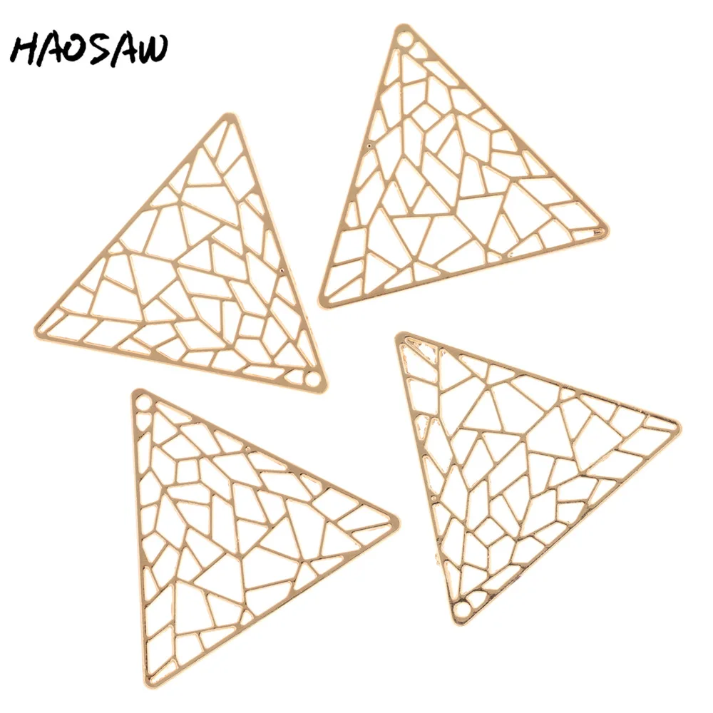 HAOSAW 39*34 мм 6 шт./лот, треугольная подвеска, аксессуары для сережек/Геометрические ювелирные изделия/Аксессуары для сережек