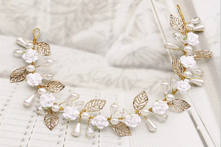 Handmade Contas de Cristal Cabelo de Noiva Flor de Strass Cabelo Jóias Prom Mantilha Headpieces Casamento Mulheres Meninas Acessórios Para o Cabelo (2)