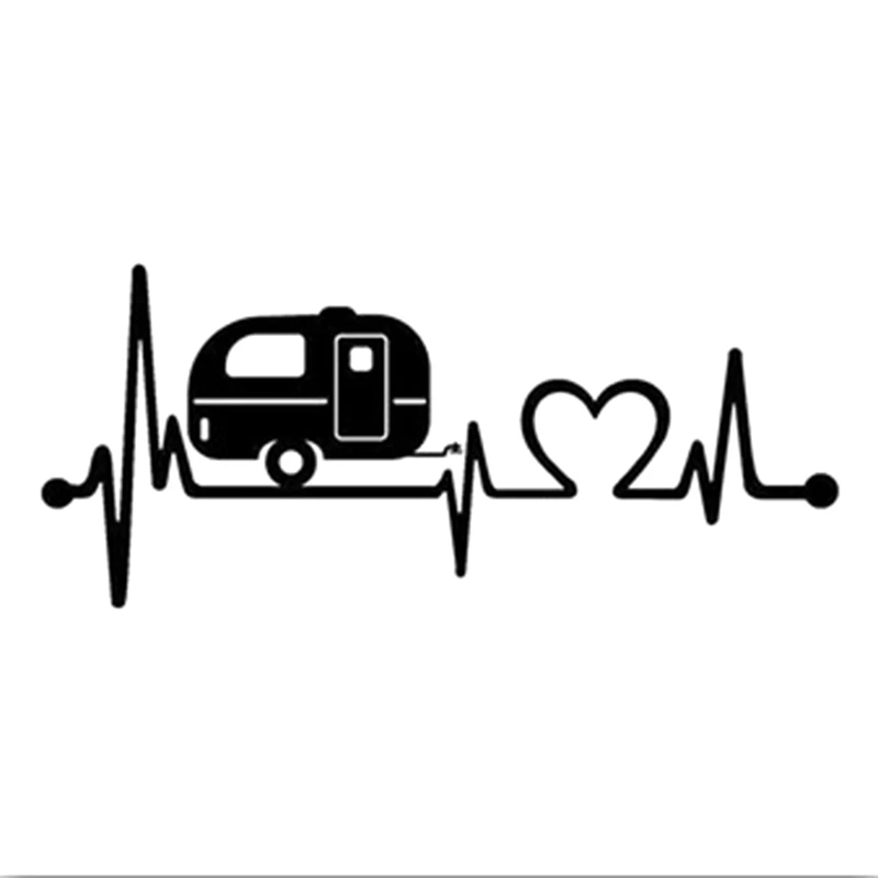 

Cartoon Car Sticker Caravan Love Heartbeat Car Sticker Camper Decals Car Body Window Stickers Car Styling