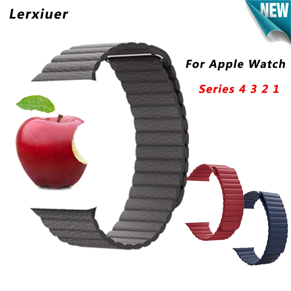 

Genuine Leather Loop strap For Apple Watch band 4 44mm 40mm iwatch bands series 3 2 1 42mm 38mm wrist bracelet belt watchbands