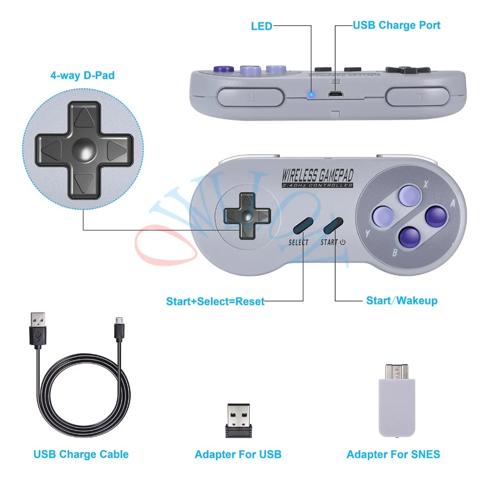 Беспроводные Игровые приставки 2,4 ГГц джойстик Джойстик контроллер для SNES Super nintendo Классическая Мини консоль удаленные аксессуары 023