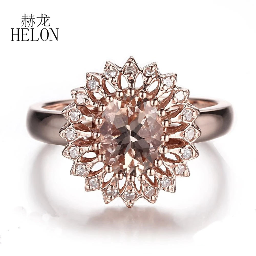 HELON Fine Jewelry Ring Solid 10K Rose Gold Natural Diamonds