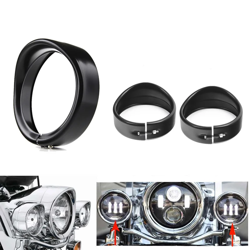 7 inch Headlight Trim Ring Visor Style Match 4.5 inch Auxiliary Fog