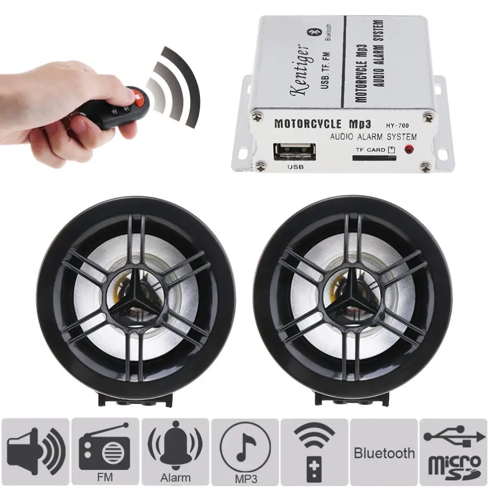 

12V 2x10W HI-FI Bluetooth-compatible Anti-theft Sound Car MP3 FM Radio Player Waterproof Auto Speaker Support SD / USB Input