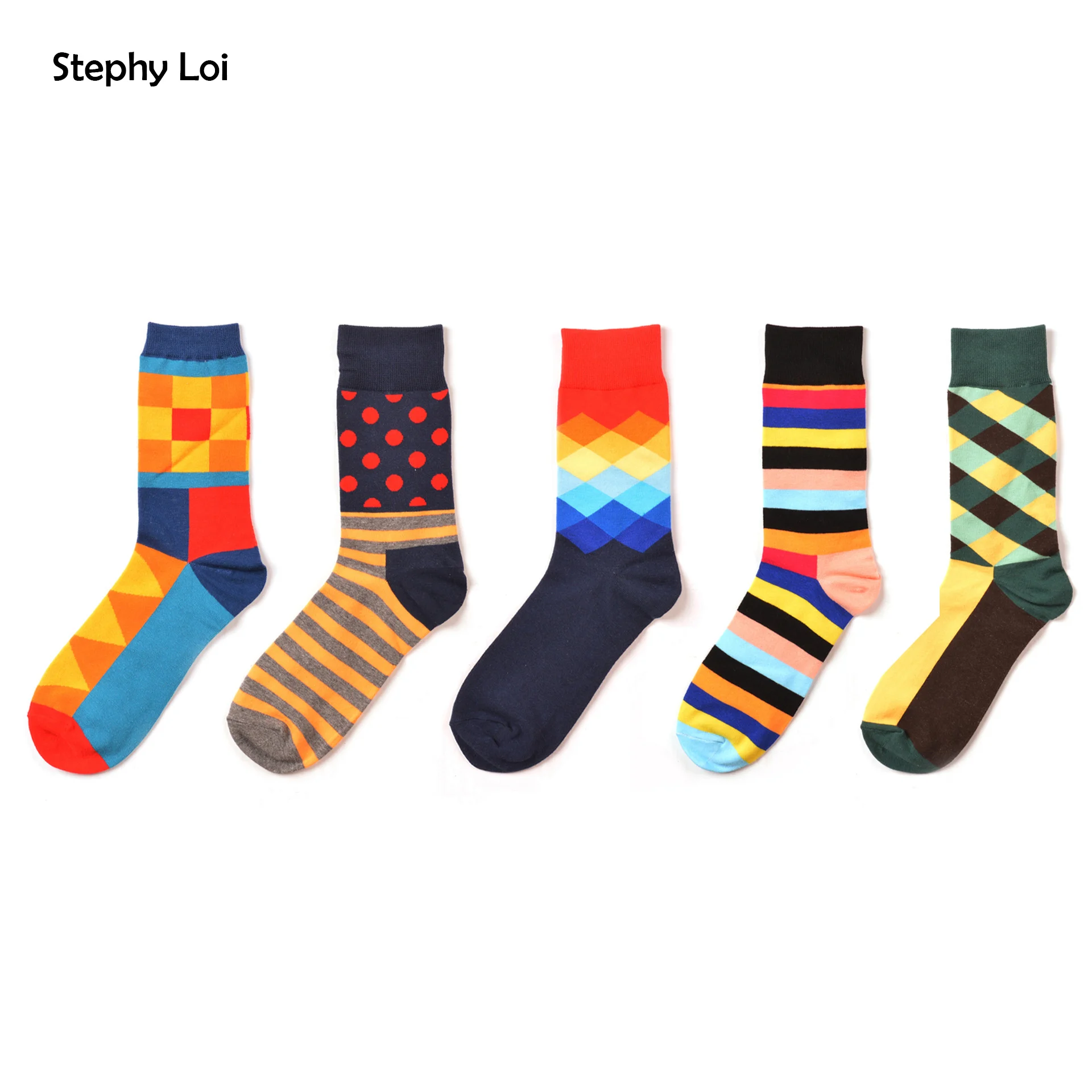 

5 Pairs New Color Crew Cotton Happy Socks Men British Style Casual Harajuku Designer Brand Fashion Novelty Art funky Funny Dress