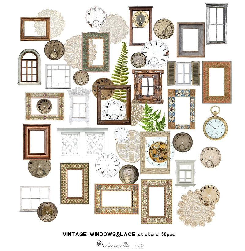 

KSCRAFT 50pcs Vintage Alarm Clock And Frame Vellum Stickers for Scrapbooking Happy Planner/Card Making/Journaling Project