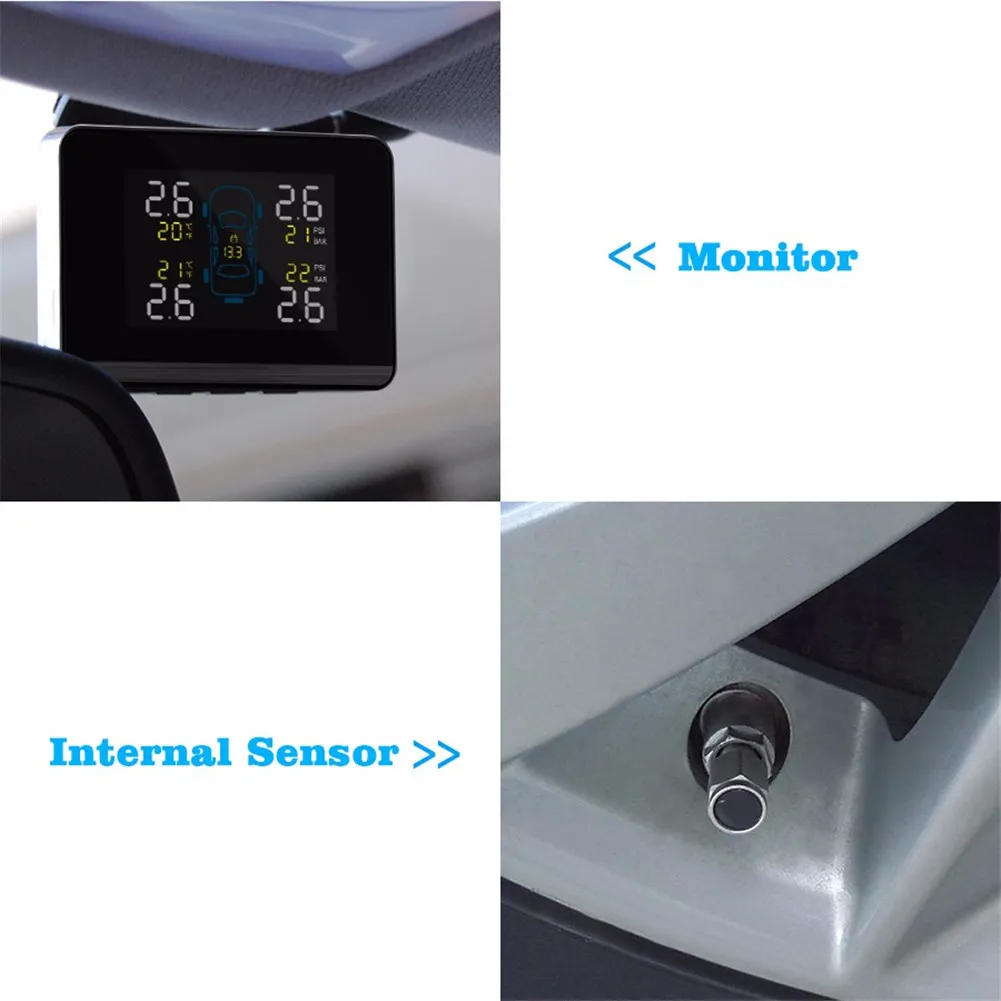 CAREUD D6 Автомобильный беспроводной TPMS система контроля давления в шинах с 4 датчиками ЖК-дисплей монитор Прикуриватель разъем