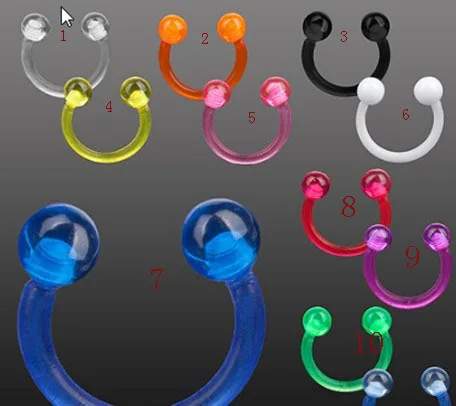 New UV Acrylic Balls Circular Barbells CBR Horseshoe Piercing Nose Ring ...
