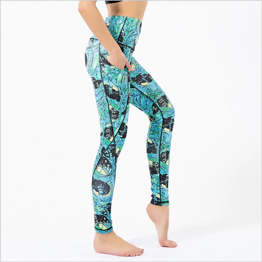 Free Shipping Factory Direct Sales Graffiti Digital Printing Slim Slimming Sexy Workout Slimming Leggings Fitness Running Pants