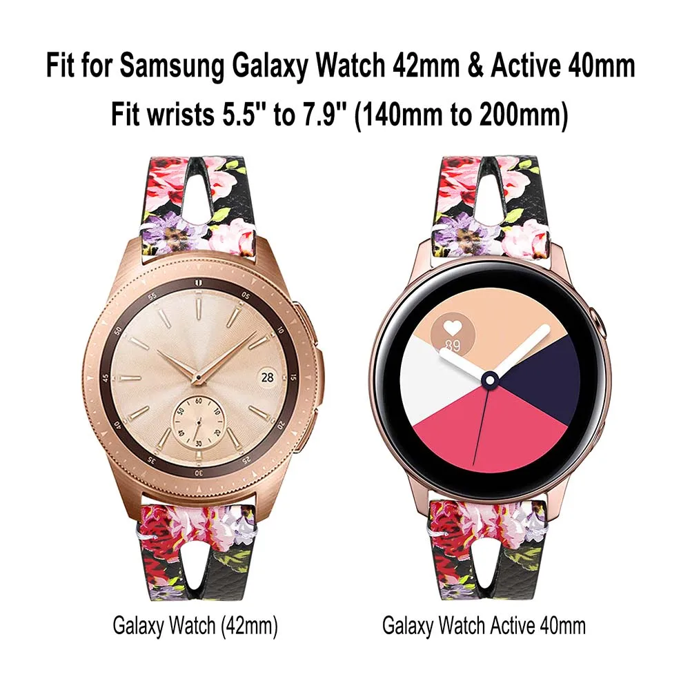 Ремешок из натуральной кожи для Samsung Galaxy Watch 42 мм/Active 2 40 мм 44 мм/Gear S2 классический