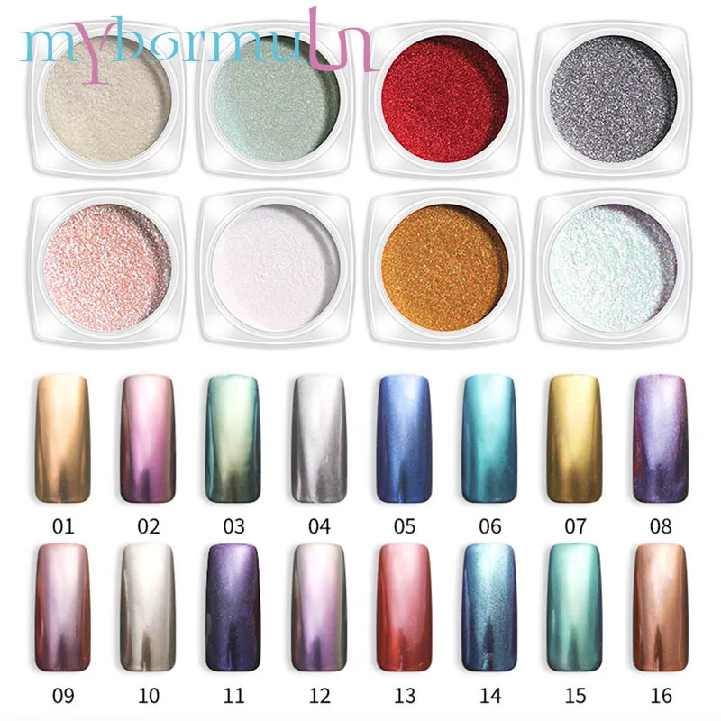 

2g/box Optical Chameleon Mirror Nail Glitters Powder Chrome Pigment Dust Glitters Manicure Nails Art Decoration Accessories