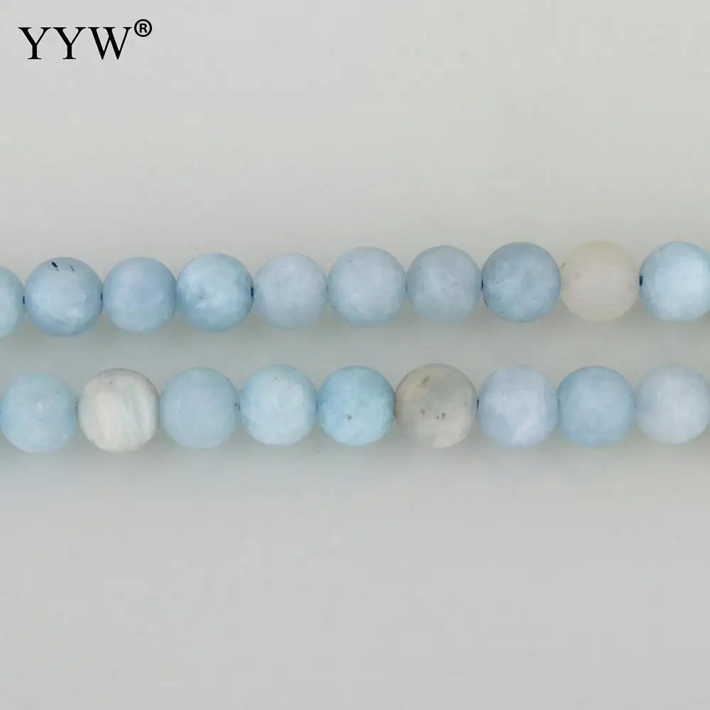 YYW натуральный камень Aquamarines бусины Круглые свободные 6 мм 8 10 12 для изготовления