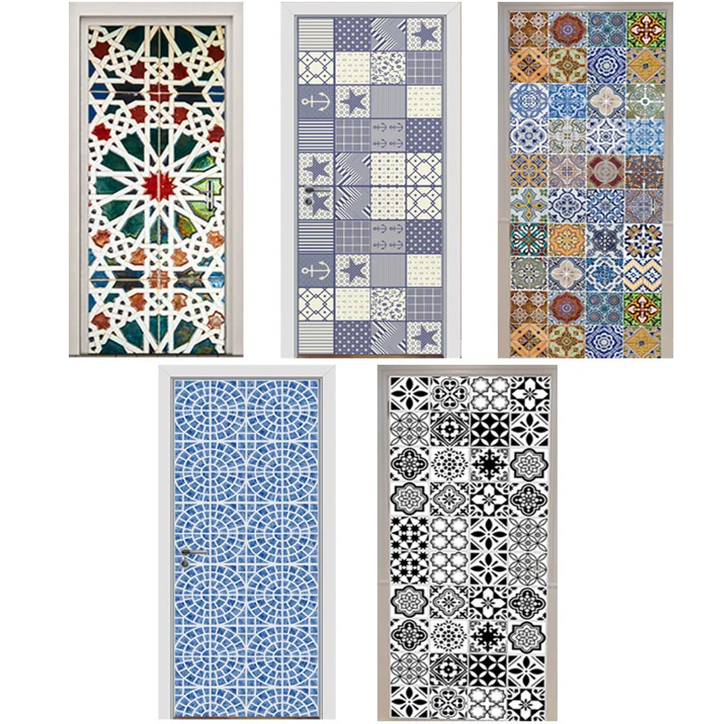 Tur Aufkleber Kaleidoskop Mediterranen Stil Farbe Schwarz Und Weiss