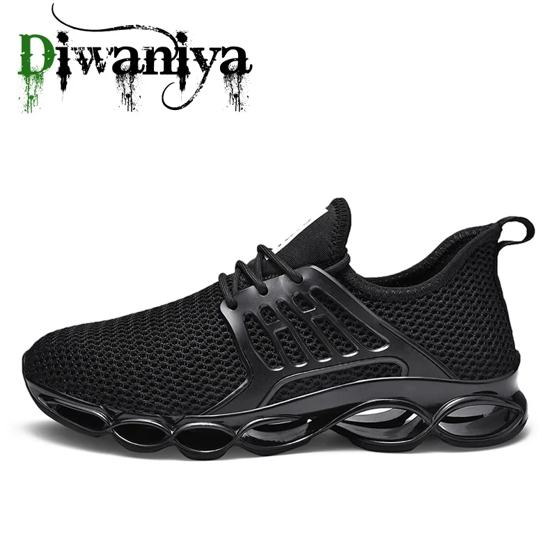 Популярные весенне-осенние мужские кроссовки, дышащая уличная спортивная обувь, Zapatos, легкие удобные спортивные мужские кроссовки - Цвет: Black