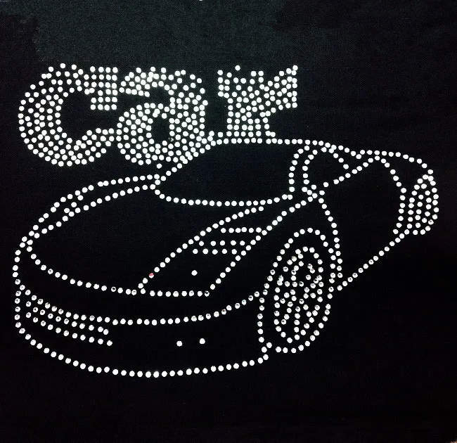 

2pcs/lot CAR Rhinestones design hot fix iron on crystal transfers design hot fix rhinestone transfer motifs patches for shirt
