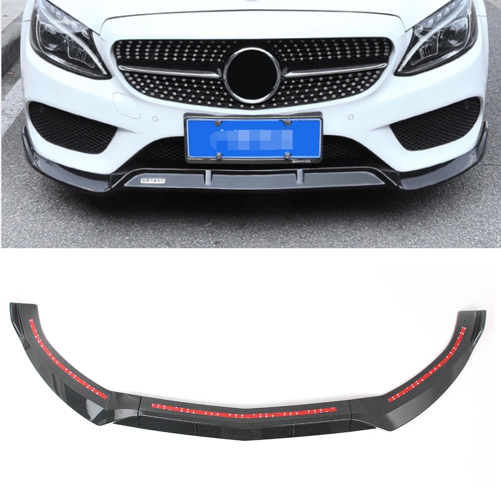 

Car Front Bumper Lip Cover Trims For Benz C Class W205 Sport DP Style 2015 2016 2017 2018 Carbon Fiber styling 3PCS/SET ABS