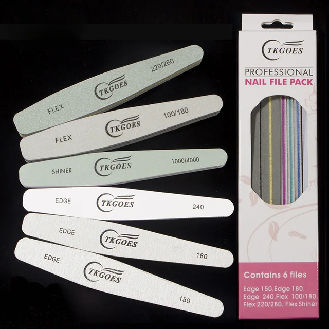 6pcs/set Nail Files Grit 110 150 180 220 240 280 1000 4000 Nail Buffer