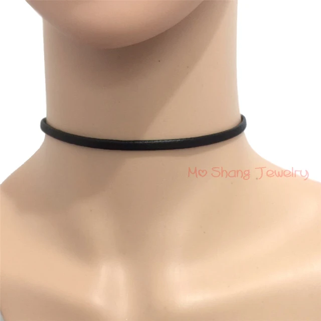 Black Leather Choker, Women Handmade Jewelry, Gothic Choker, Black