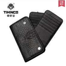 tihinco Thin vertical crocodile handbags real eather men clutches More screens card