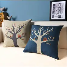 Птица дерево дом мультфильм анимация прекрасная подушка хлопковая Подушка диванная подушка для дома Декор для дивана подушки
