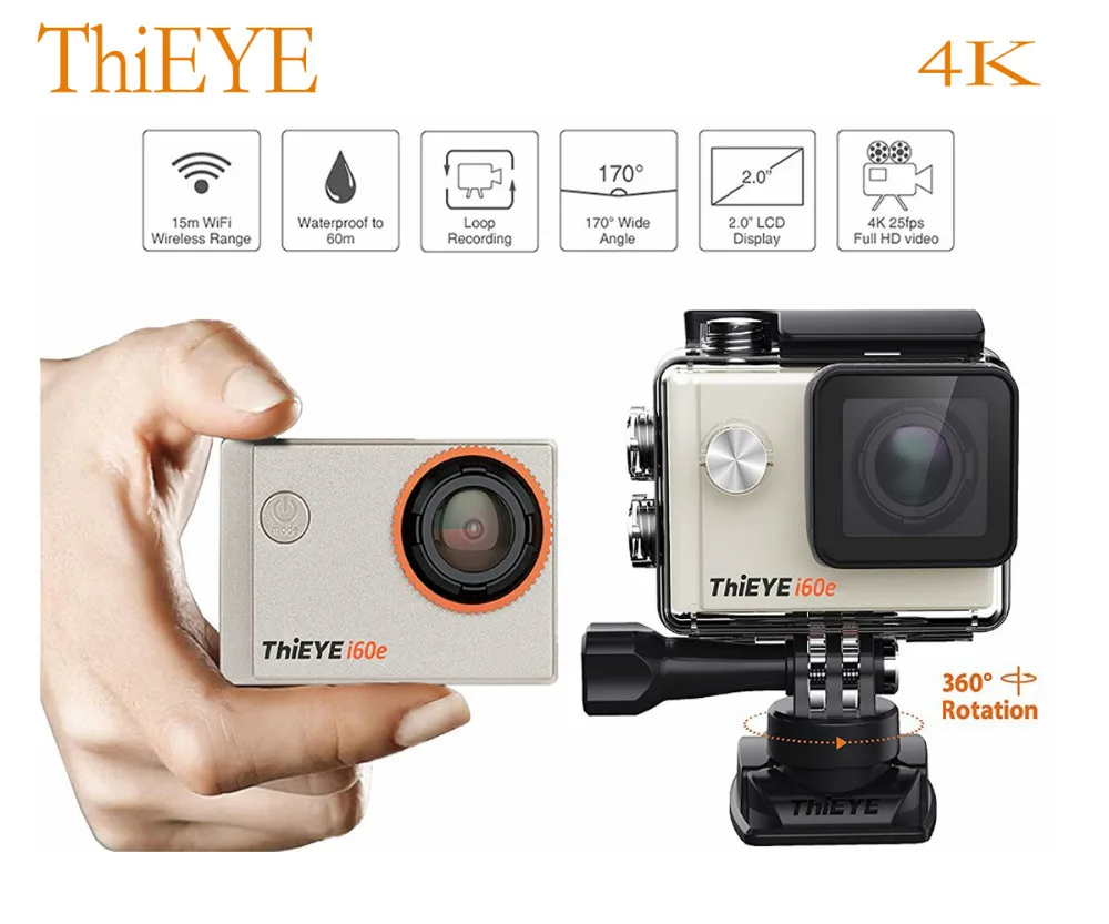 ThiEYE i60e 4K Zoom WIFI Action Camera Full HD 1080P/ 60fps 2.0" LCD Go