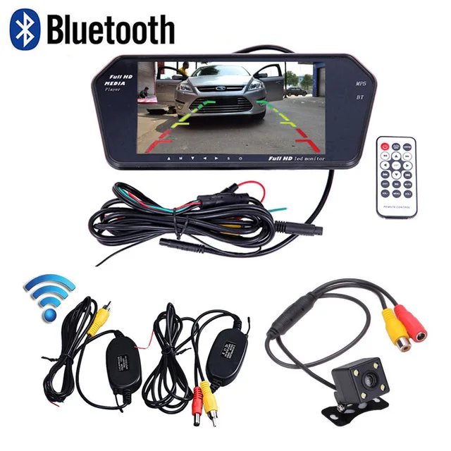 

Bluetooth Support Handsfree Ultra Slim 7'' Full Screen Car Rear View Monitor MP5 Player Wireless Backup Camera Night Vision
