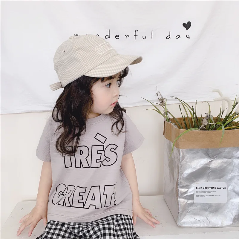 2019 New Baby Girl Children T-Shirt Short Sleeve Letter Print Girls T-shirt Cotton Tops Letters Shirts Summer Tee | Детская одежда и