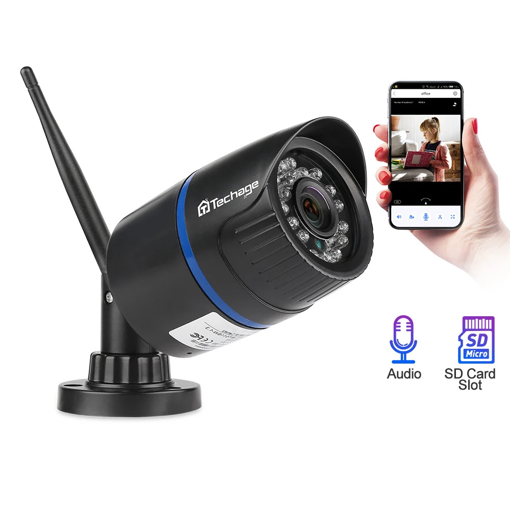 

Techage wifi outdoor IP camera 1080P waterproof 2.0MP wireless security camera two way audio TF card record Onvif Surveillance