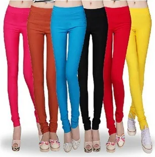 Free shipping new Women candy color leggings high waist pencil pants woman slim skinny legging ladies leggins G0529