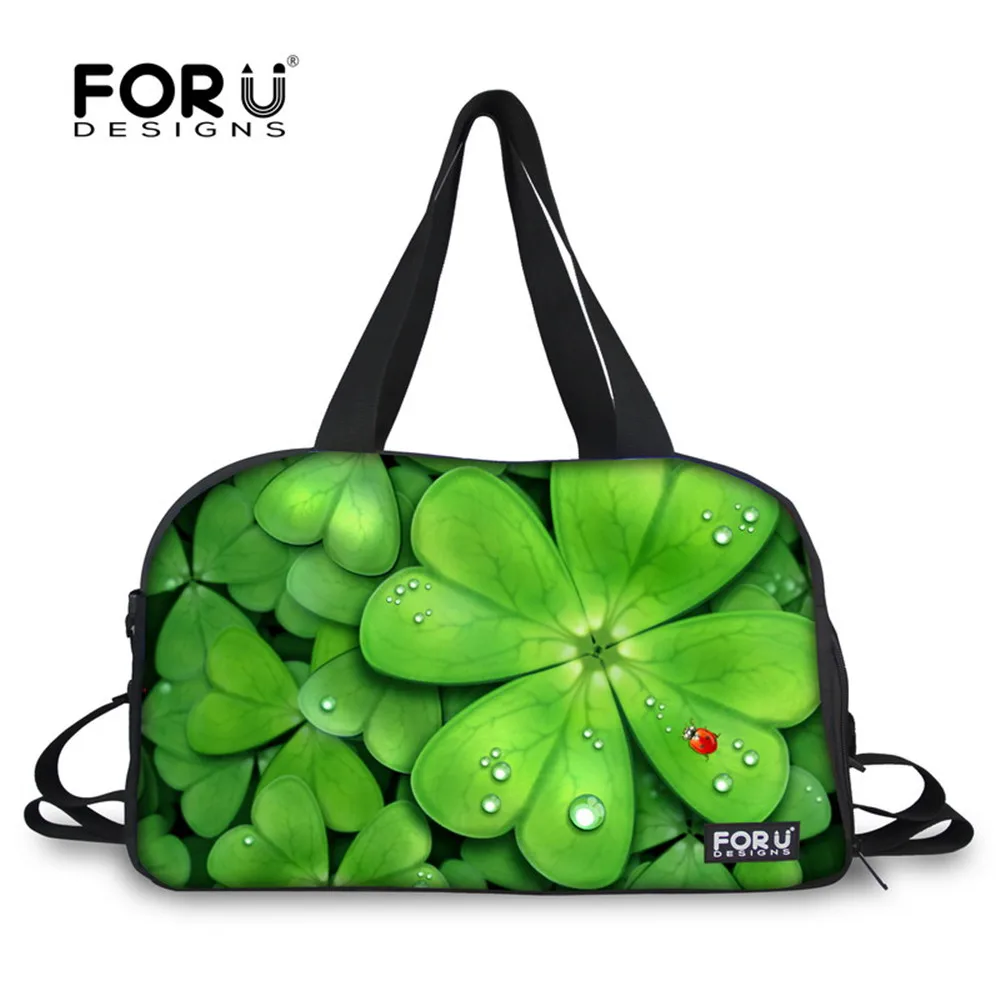 FORUDESIGNS/Иллюзия дизайн зеленый Luck Leaf напечатанная сумка унисекс рюкзак Дорожная Спортивная Сумка-барабан парная тренировочная сумка