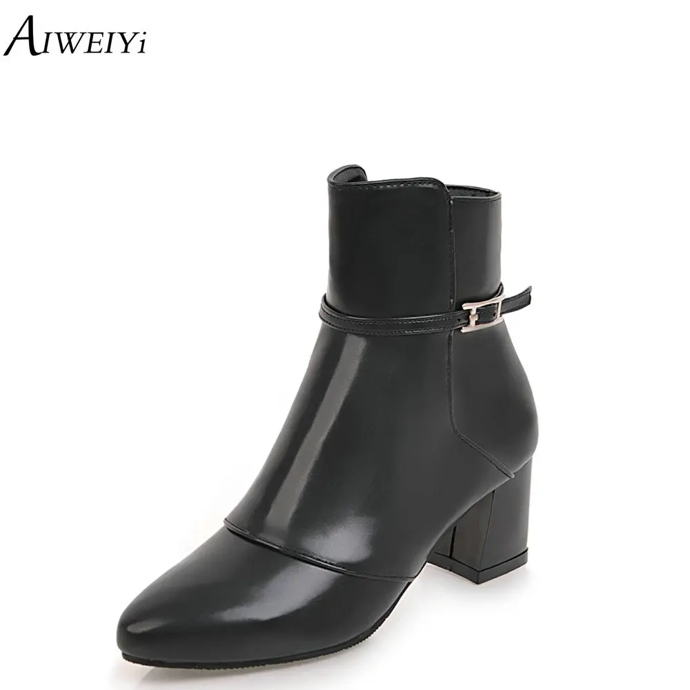 

AIWEIYi Autumn Winter Women Vintage Europe Star Fashion Women High Heels Ankle Boots Snow Short Boots Shoes Woman Big Size Boots