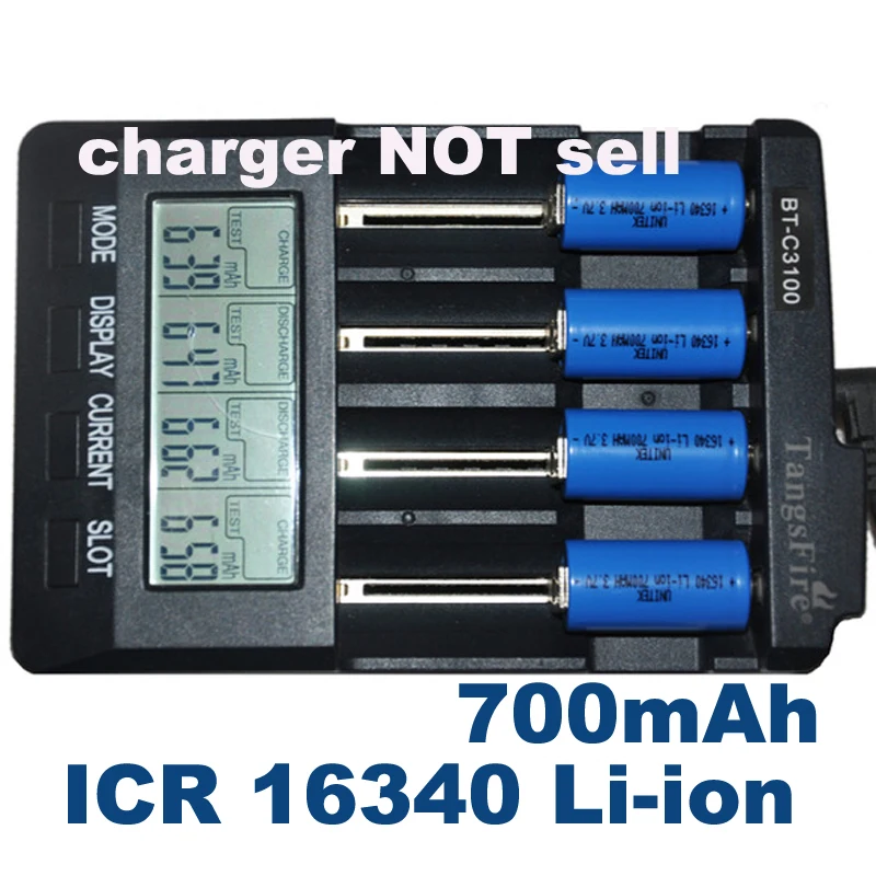 2-4 шт UNITEK 3 7 V 16340 литий-ионный аккумулятор 700mah элемент для светодиодного лазерного