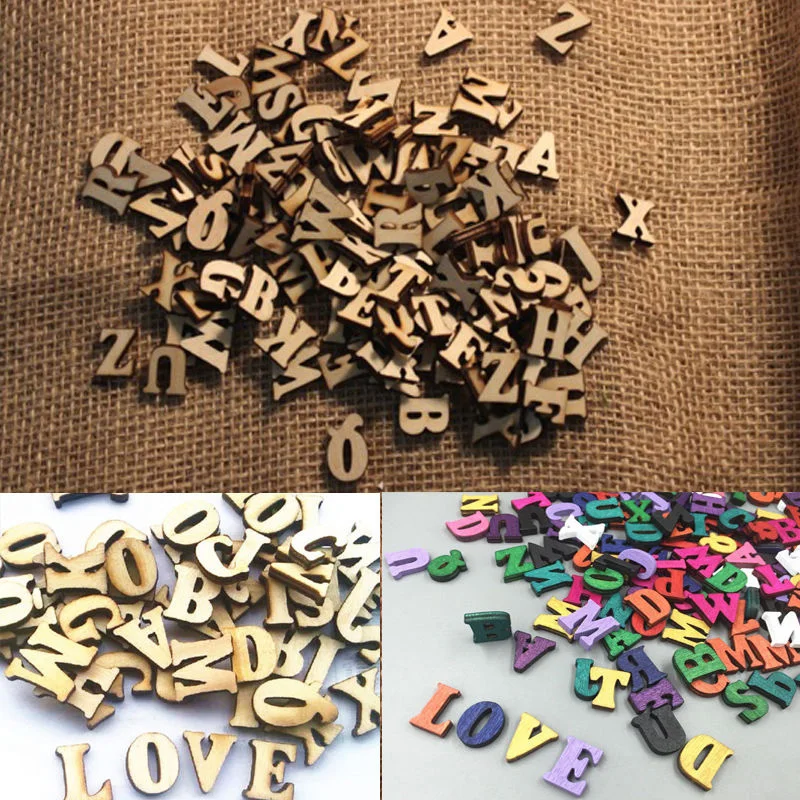 

100pcs Wooden Letters Alphabet Sticker Cardmaking Craft DIY Decor Embellishments