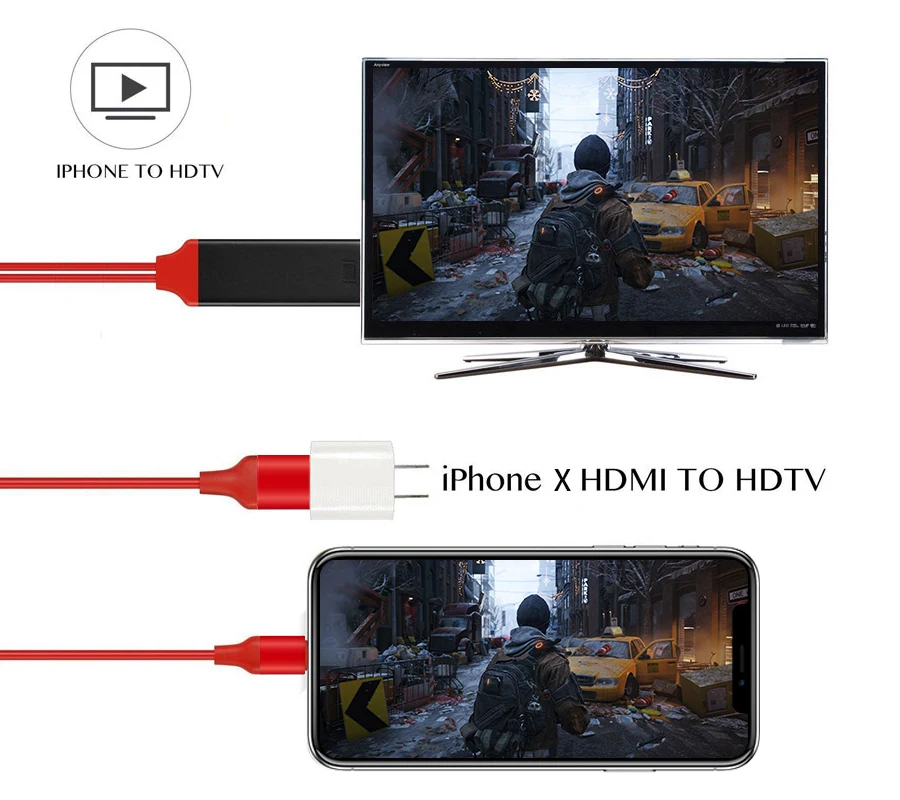 Кабель L7 1080P Full-HD HDMI для Iphone 7 8 6 plus HD tv micro Video конвертер Код для смартфон с USB tv Stick