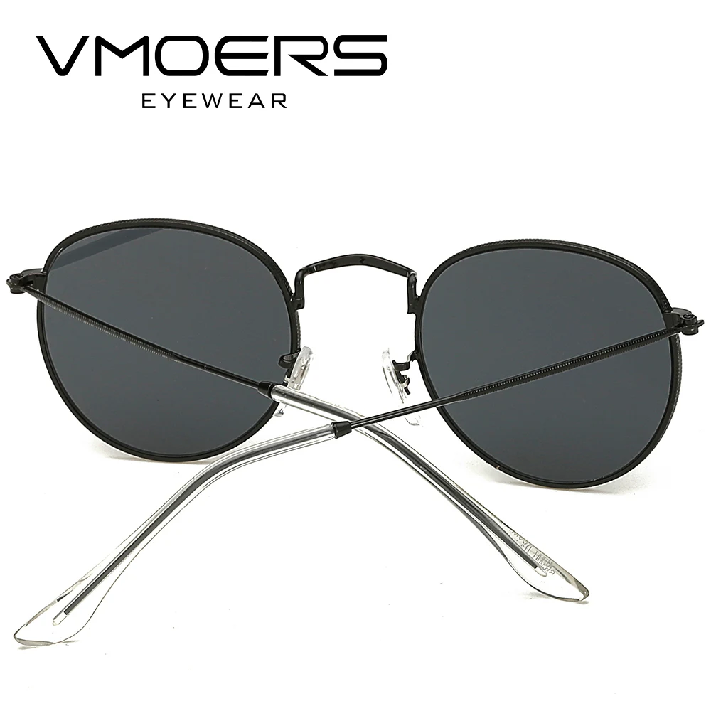 VMOERS Retro Small Round Sunglasses Men Vintage Brand Shades Male Black Metal