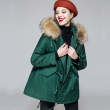 Новая модная зимняя куртка пальто Для женщин Настоящее воротник из натурального меха на белом утином пуху куртка Женское пальто толстые Теплые; больших размеров Размеры парка