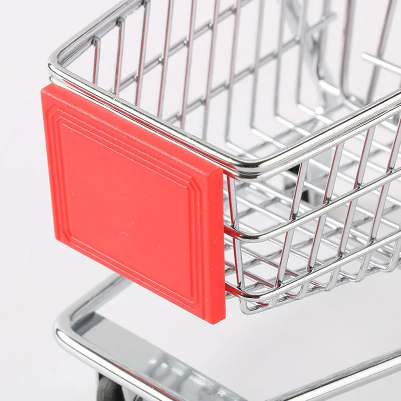 Mini Simulation Small Supermarket Shopping Cart Children Handcart Beauty Egg Tray Makeup Storage Desktop Ornaments Posing Props