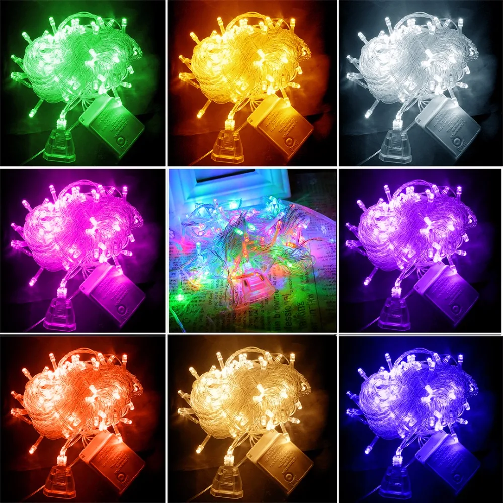 Luz LED cadena Holiday luces 100Led Garland impermeable hadas boda Ramadan Diwali decoración del árbol Luce al aire libre JQ