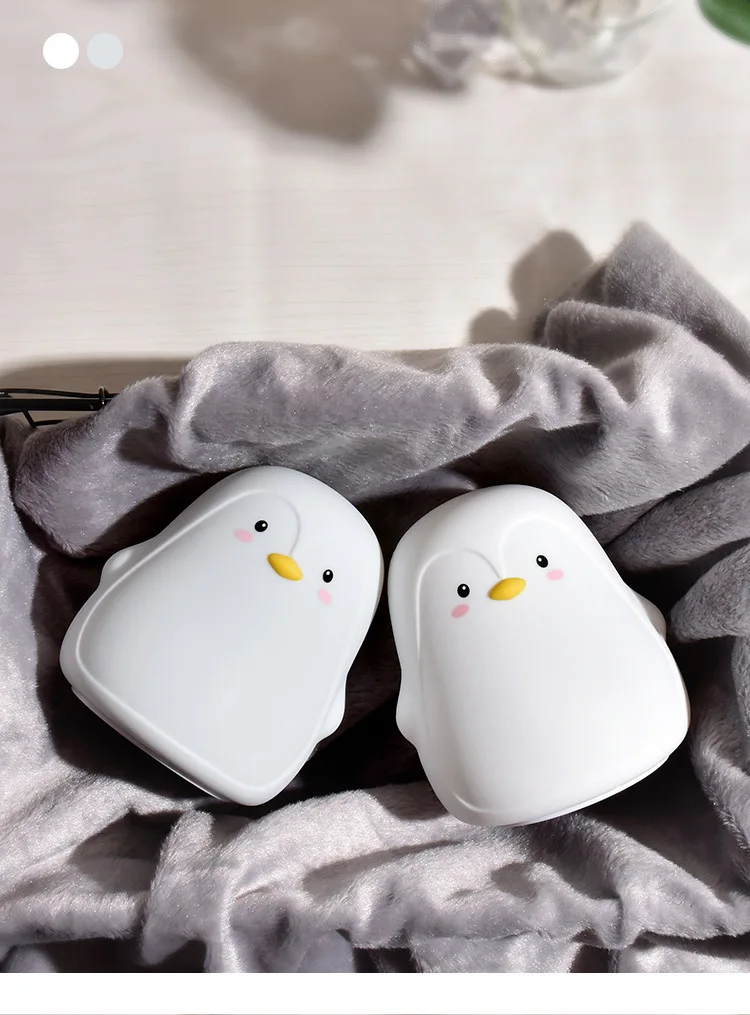 Animal Silicone Cute Penguin LED Night Light with USB Rechargeable Battery Pat Switch Birthday Gift Eye Protect Bedside Salon nite light