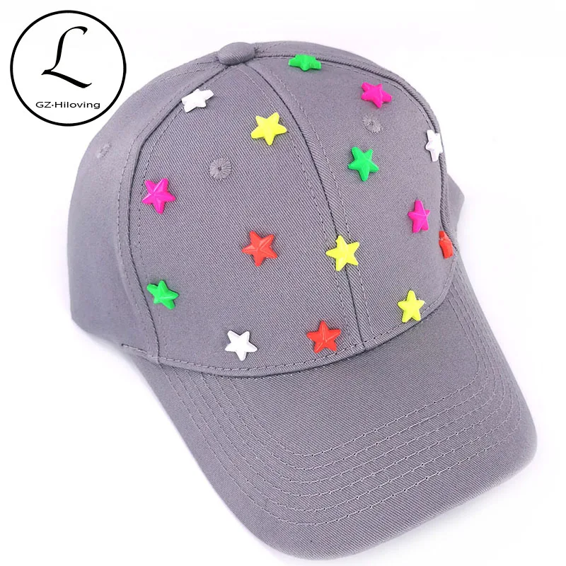 

GZhilovingL Summer Casual Star Beads Baseball cap For Woman Ladies Solid Pink Cotton Snapback Adjustable Caps And Hats Girls Cap