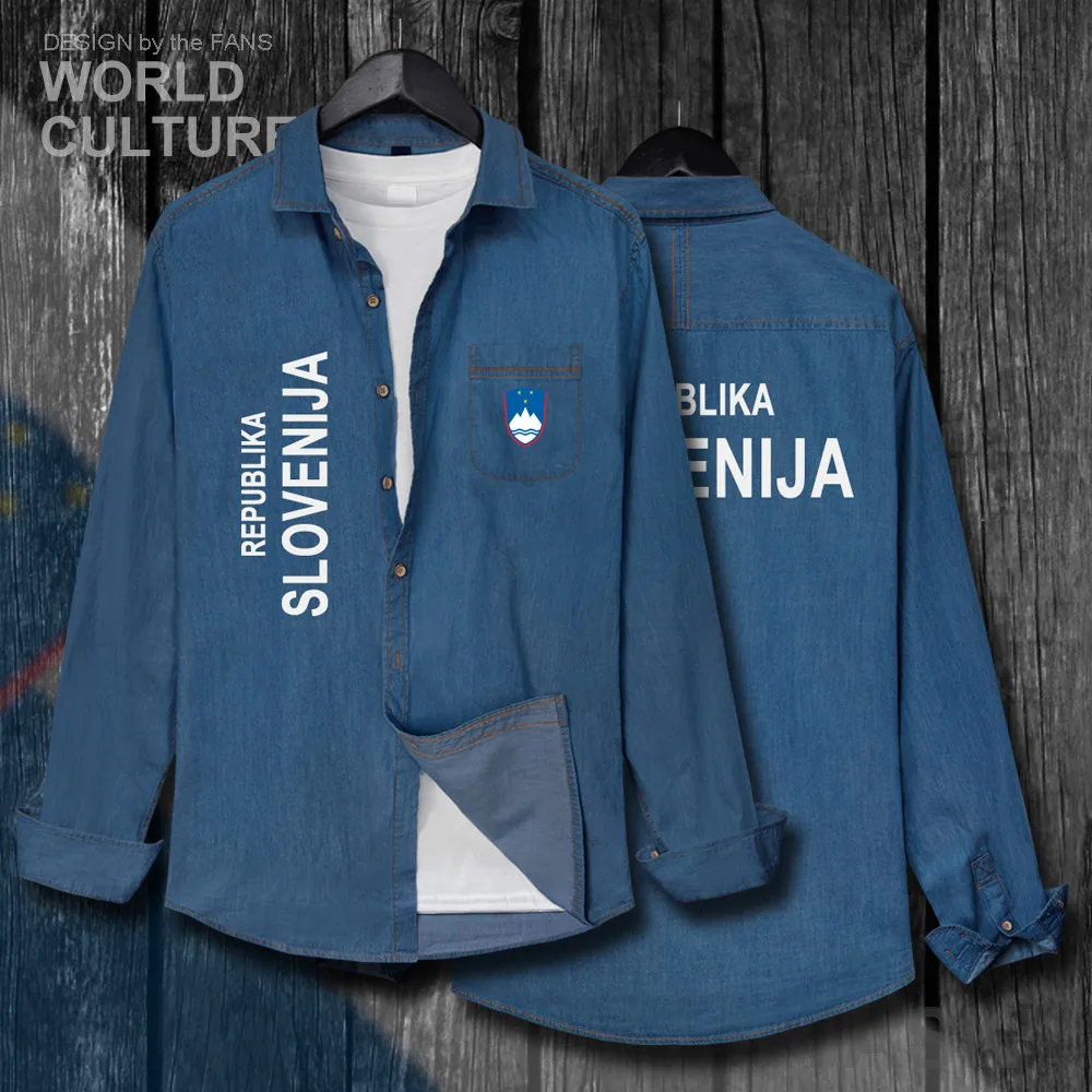

Slovenia Slovene SVN Slovenija SI Jacket Men Flags Clothes Autumn Tops Long Sleeve Cowboy Coat Turn-down Collar Jeans Shirt 20