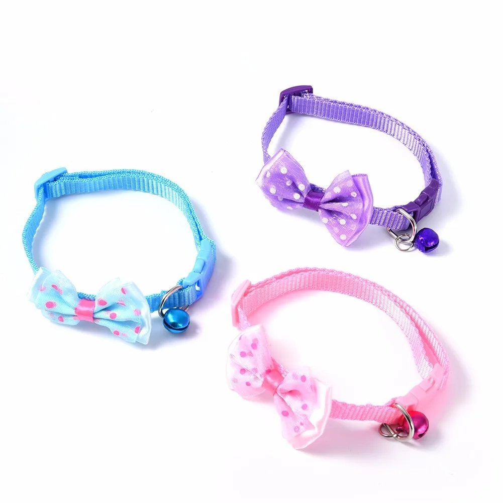 

Lovely Breakaway Collars Quick Release Adjustable Pet Collar For Small Pet Dog & Cat Nylon Leashes Necklace With Bell 15 Types